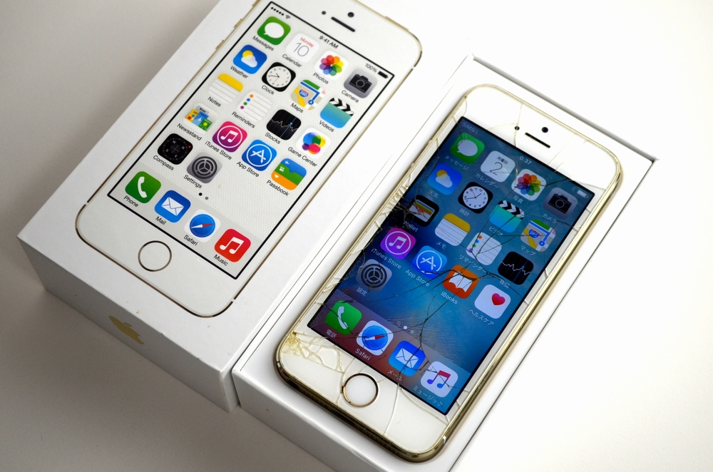 壊れた SoftBank iPhone5s 32GB ゴールド ME337J/A買取ました！ガラス 